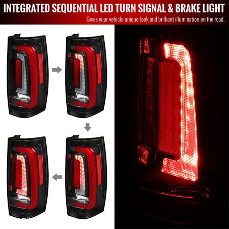 Spec-D Tuning LED TAILLIGHT GLOSSY BLACK HOUSING AND CLEAR LENS, 2PK LT-DEN07BKLED-SQ-RS